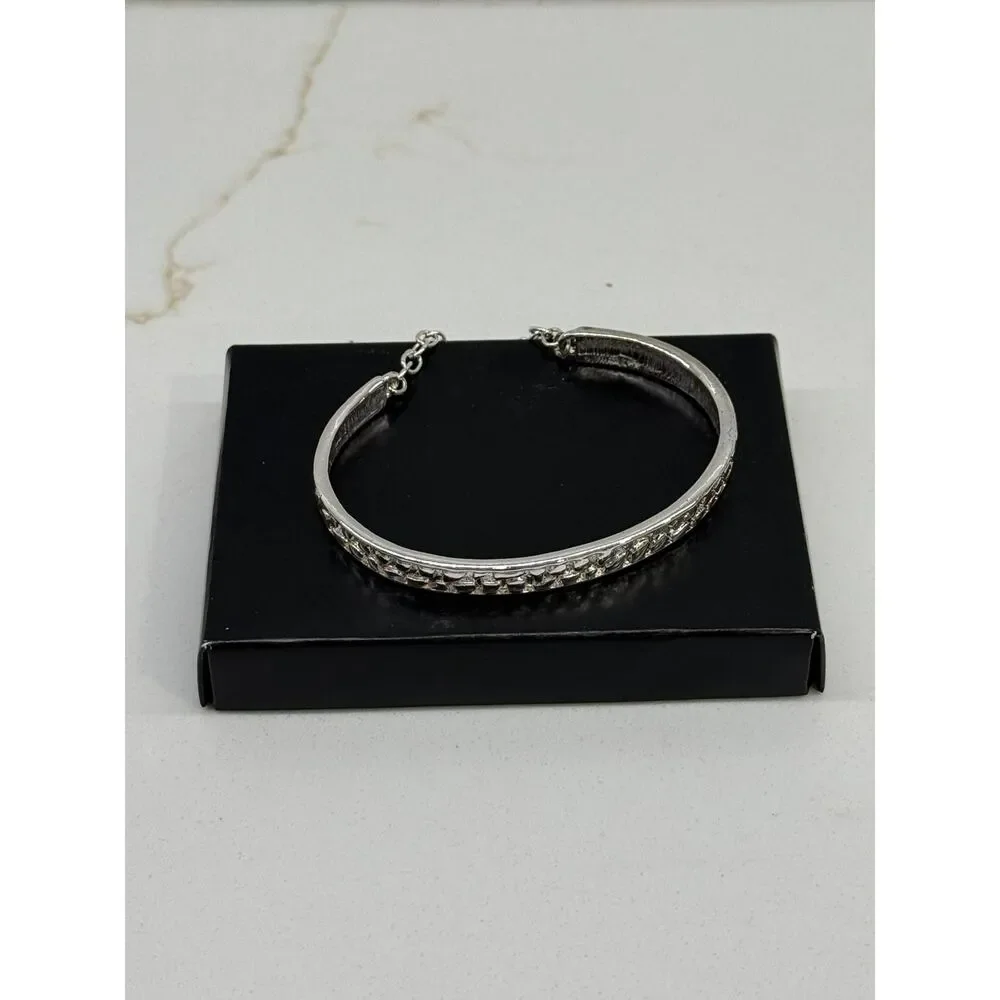 Vintage Avon Silver Tone Textured Bangle Bracelet